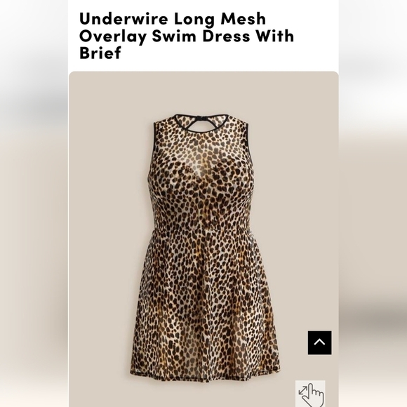 Torrid under wire long mesh overlay swim dress with brief -cheetah print 1x - Picture 1 of 9